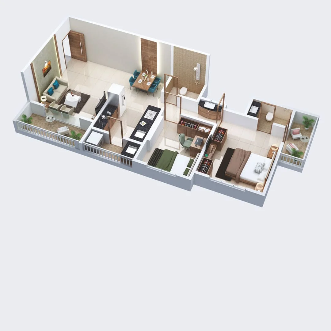 Petals Tathawade 2BHK Floorplan