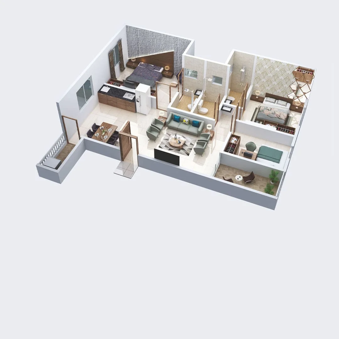Petals Tathawade 3BHK Floorplan